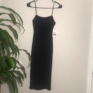 Women’s ribbed knit midi dress Black- Size Medium
